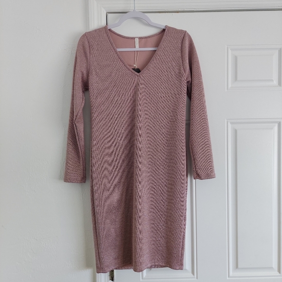 NWT Shimmery Pink Maternity Dress - Picture 2 of 4